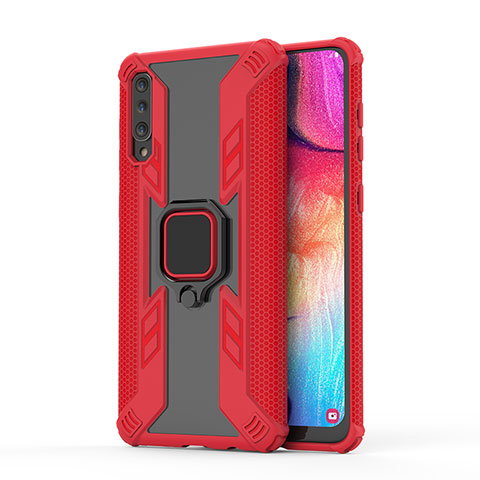 Coque Contour Silicone et Plastique Housse Etui Mat avec Magnetique Support Bague Anneau KC3 pour Samsung Galaxy A30S Rouge