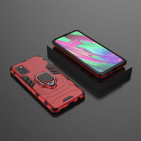 Coque Contour Silicone et Plastique Housse Etui Mat avec Magnetique Support Bague Anneau KC3 pour Samsung Galaxy A41 Rouge