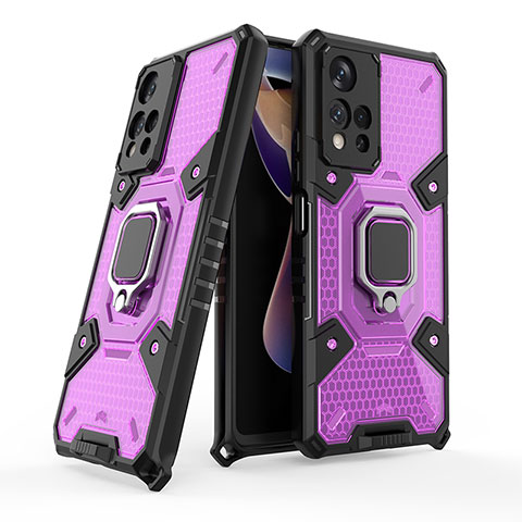 Coque Contour Silicone et Plastique Housse Etui Mat avec Magnetique Support Bague Anneau KC3 pour Xiaomi Mi 11i 5G (2022) Violet