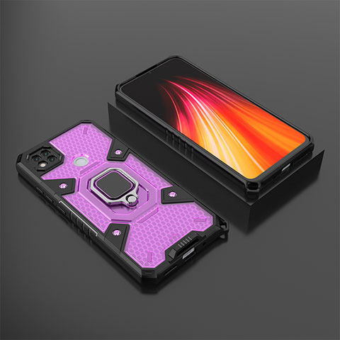 Coque Contour Silicone et Plastique Housse Etui Mat avec Magnetique Support Bague Anneau KC3 pour Xiaomi Redmi 10A 4G Violet