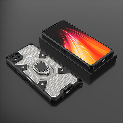 Coque Contour Silicone et Plastique Housse Etui Mat avec Magnetique Support Bague Anneau KC3 pour Xiaomi Redmi 9C NFC Noir