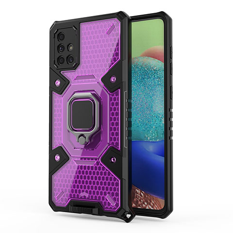 Coque Contour Silicone et Plastique Housse Etui Mat avec Magnetique Support Bague Anneau KC4 pour Samsung Galaxy A71 4G A715 Violet