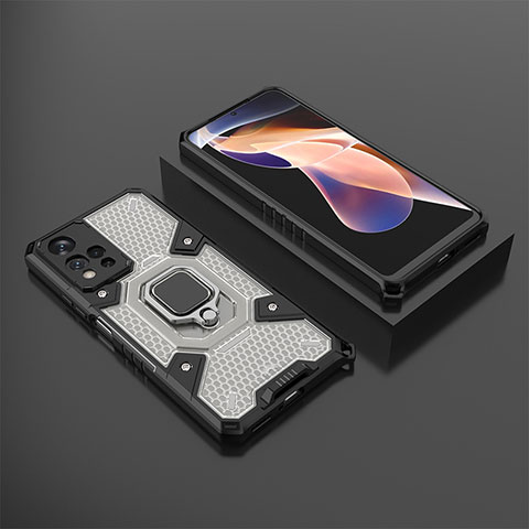 Coque Contour Silicone et Plastique Housse Etui Mat avec Magnetique Support Bague Anneau KC4 pour Xiaomi Mi 11i 5G (2022) Noir