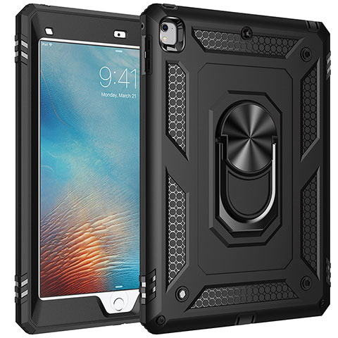 Coque Contour Silicone et Plastique Housse Etui Mat avec Magnetique Support Bague Anneau MQ1 pour Apple iPad Air Noir