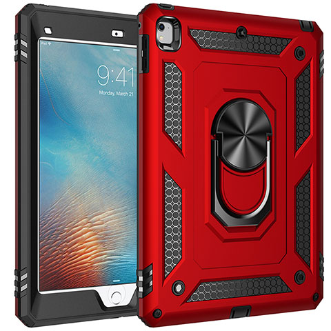 Coque Contour Silicone et Plastique Housse Etui Mat avec Magnetique Support Bague Anneau MQ1 pour Apple iPad Air Rouge