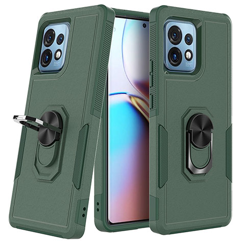 Coque Contour Silicone et Plastique Housse Etui Mat avec Magnetique Support Bague Anneau MQ1 pour Motorola Moto Edge 40 Pro 5G Vert Nuit