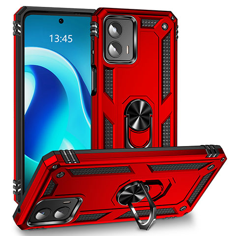 Coque Contour Silicone et Plastique Housse Etui Mat avec Magnetique Support Bague Anneau MQ1 pour Motorola Moto G 5G (2023) Rouge