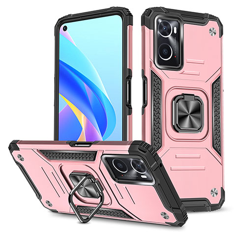 Coque Contour Silicone et Plastique Housse Etui Mat avec Magnetique Support Bague Anneau MQ1 pour Oppo A36 Or Rose