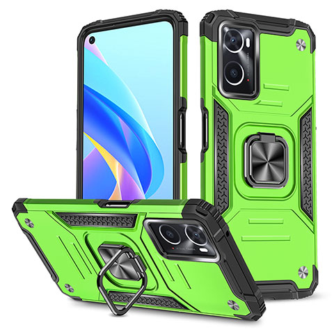 Coque Contour Silicone et Plastique Housse Etui Mat avec Magnetique Support Bague Anneau MQ1 pour Oppo A36 Vert