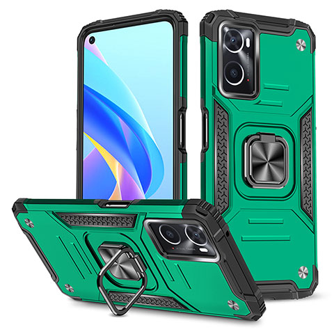 Coque Contour Silicone et Plastique Housse Etui Mat avec Magnetique Support Bague Anneau MQ1 pour Oppo A36 Vert Nuit