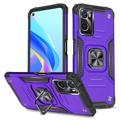 Coque Contour Silicone et Plastique Housse Etui Mat avec Magnetique Support Bague Anneau MQ1 pour Oppo A36 Violet