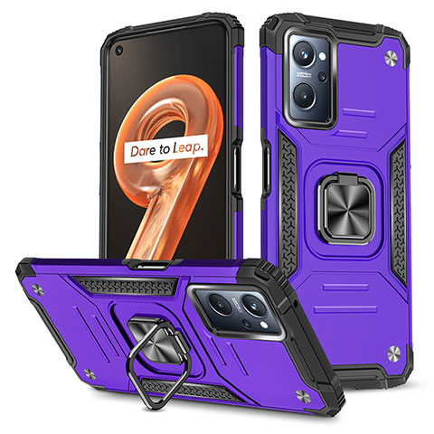 Coque Contour Silicone et Plastique Housse Etui Mat avec Magnetique Support Bague Anneau MQ1 pour Oppo A96 4G Violet