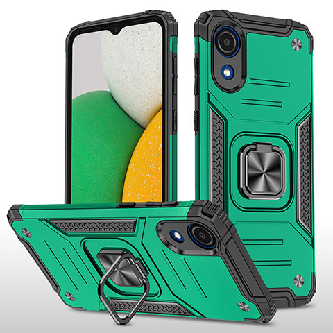 Coque Contour Silicone et Plastique Housse Etui Mat avec Magnetique Support Bague Anneau MQ1 pour Samsung Galaxy A03 Core Vert Nuit