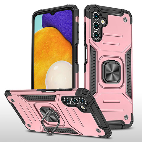 Coque Contour Silicone et Plastique Housse Etui Mat avec Magnetique Support Bague Anneau MQ1 pour Samsung Galaxy A04s Or Rose