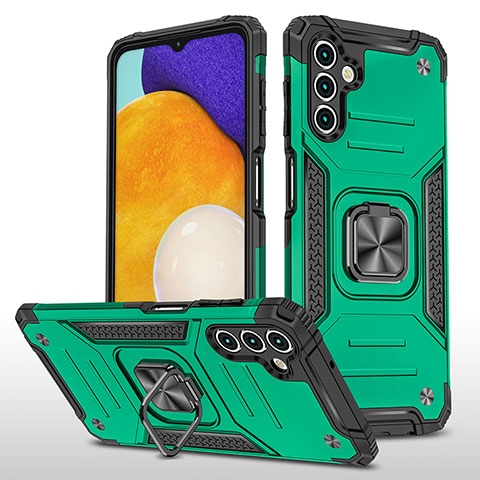 Coque Contour Silicone et Plastique Housse Etui Mat avec Magnetique Support Bague Anneau MQ1 pour Samsung Galaxy A04s Vert Nuit