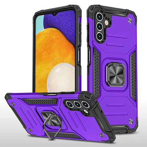 Coque Contour Silicone et Plastique Housse Etui Mat avec Magnetique Support Bague Anneau MQ1 pour Samsung Galaxy A04s Violet