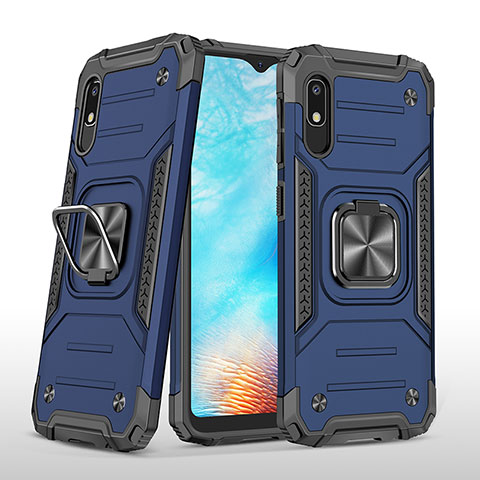 Coque Contour Silicone et Plastique Housse Etui Mat avec Magnetique Support Bague Anneau MQ1 pour Samsung Galaxy A10e Bleu