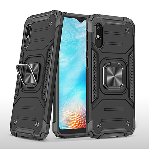 Coque Contour Silicone et Plastique Housse Etui Mat avec Magnetique Support Bague Anneau MQ1 pour Samsung Galaxy A10e Noir