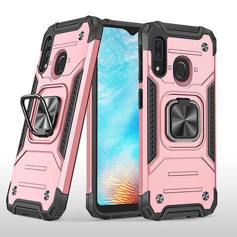 Coque Contour Silicone et Plastique Housse Etui Mat avec Magnetique Support Bague Anneau MQ1 pour Samsung Galaxy A20e Or Rose