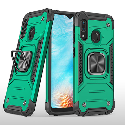 Coque Contour Silicone et Plastique Housse Etui Mat avec Magnetique Support Bague Anneau MQ1 pour Samsung Galaxy A20e Vert Nuit