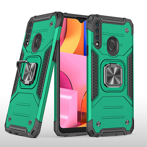 Coque Contour Silicone et Plastique Housse Etui Mat avec Magnetique Support Bague Anneau MQ1 pour Samsung Galaxy A20s Vert Nuit