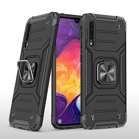 Coque Contour Silicone et Plastique Housse Etui Mat avec Magnetique Support Bague Anneau MQ1 pour Samsung Galaxy A30S Noir