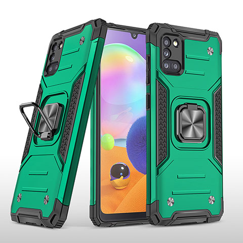 Coque Contour Silicone et Plastique Housse Etui Mat avec Magnetique Support Bague Anneau MQ1 pour Samsung Galaxy A31 Vert Nuit