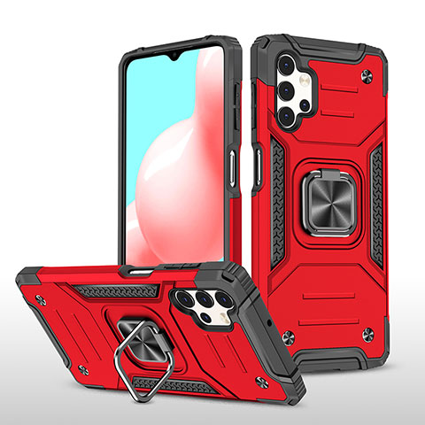 Coque Contour Silicone et Plastique Housse Etui Mat avec Magnetique Support Bague Anneau MQ1 pour Samsung Galaxy A32 4G Rouge