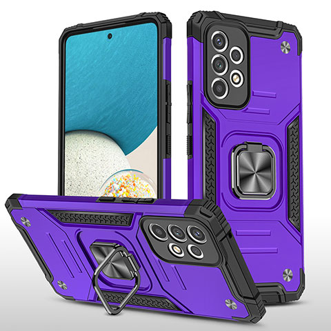 Coque Contour Silicone et Plastique Housse Etui Mat avec Magnetique Support Bague Anneau MQ1 pour Samsung Galaxy A33 5G Violet