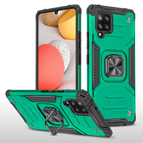 Coque Contour Silicone et Plastique Housse Etui Mat avec Magnetique Support Bague Anneau MQ1 pour Samsung Galaxy A42 5G Vert Nuit