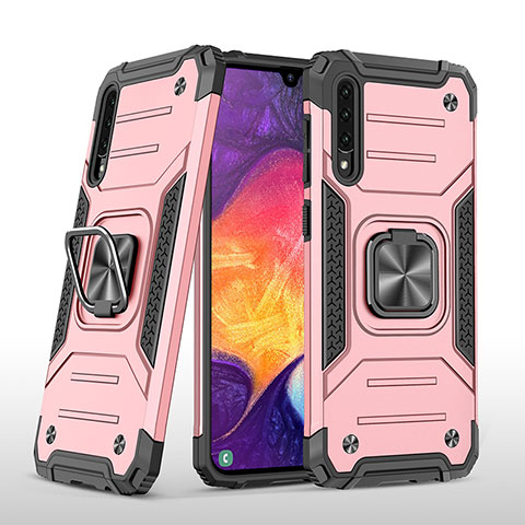 Coque Contour Silicone et Plastique Housse Etui Mat avec Magnetique Support Bague Anneau MQ1 pour Samsung Galaxy A50 Or Rose