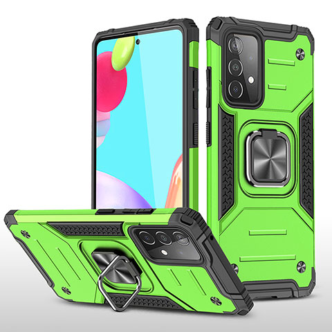 Coque Contour Silicone et Plastique Housse Etui Mat avec Magnetique Support Bague Anneau MQ1 pour Samsung Galaxy A52 4G Vert