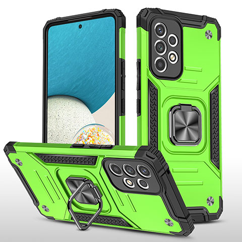 Coque Contour Silicone et Plastique Housse Etui Mat avec Magnetique Support Bague Anneau MQ1 pour Samsung Galaxy A53 5G Vert