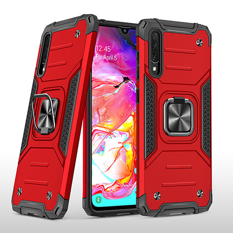 Coque Contour Silicone et Plastique Housse Etui Mat avec Magnetique Support Bague Anneau MQ1 pour Samsung Galaxy A70 Rouge