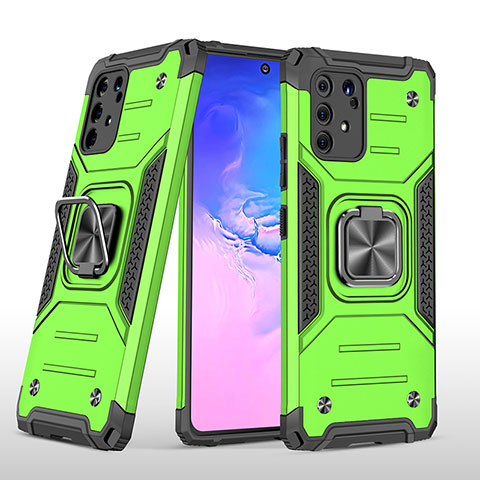 Coque Contour Silicone et Plastique Housse Etui Mat avec Magnetique Support Bague Anneau MQ1 pour Samsung Galaxy A91 Vert