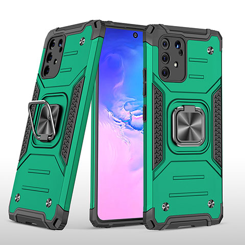 Coque Contour Silicone et Plastique Housse Etui Mat avec Magnetique Support Bague Anneau MQ1 pour Samsung Galaxy A91 Vert Nuit