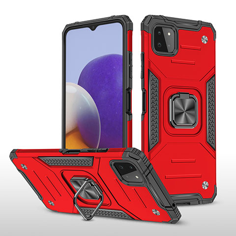 Coque Contour Silicone et Plastique Housse Etui Mat avec Magnetique Support Bague Anneau MQ1 pour Samsung Galaxy F42 5G Rouge