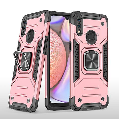 Coque Contour Silicone et Plastique Housse Etui Mat avec Magnetique Support Bague Anneau MQ1 pour Samsung Galaxy M01s Or Rose