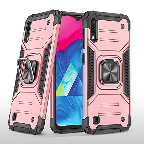 Coque Contour Silicone et Plastique Housse Etui Mat avec Magnetique Support Bague Anneau MQ1 pour Samsung Galaxy M10 Or Rose