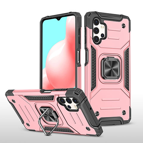 Coque Contour Silicone et Plastique Housse Etui Mat avec Magnetique Support Bague Anneau MQ1 pour Samsung Galaxy M32 5G Or Rose