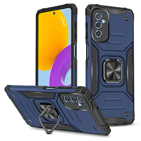 Coque Contour Silicone et Plastique Housse Etui Mat avec Magnetique Support Bague Anneau MQ1 pour Samsung Galaxy M52 5G Bleu