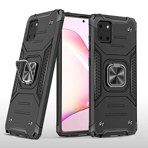 Coque Contour Silicone et Plastique Housse Etui Mat avec Magnetique Support Bague Anneau MQ1 pour Samsung Galaxy M60s Noir