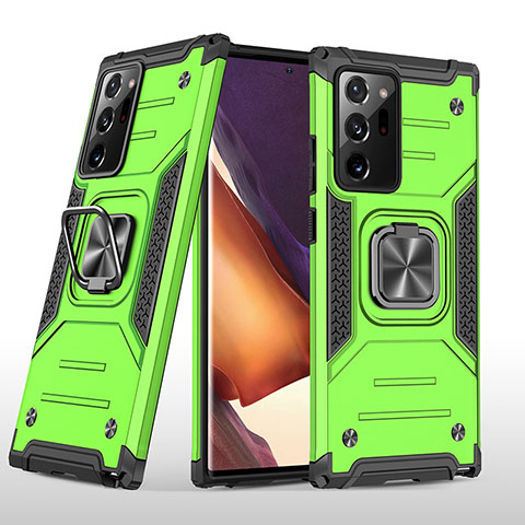 Coque Contour Silicone et Plastique Housse Etui Mat avec Magnetique Support Bague Anneau MQ1 pour Samsung Galaxy Note 20 Ultra 5G Vert