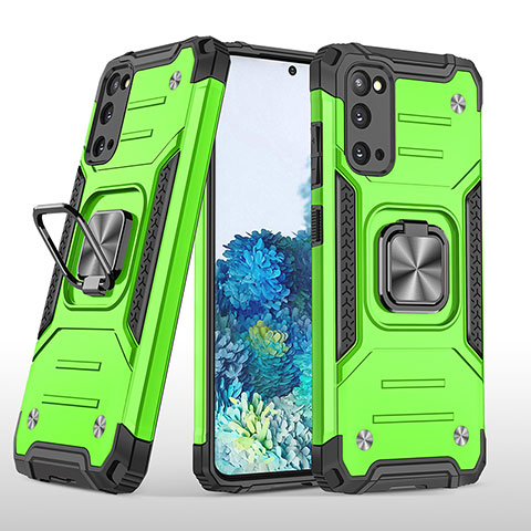 Coque Contour Silicone et Plastique Housse Etui Mat avec Magnetique Support Bague Anneau MQ1 pour Samsung Galaxy S20 5G Vert