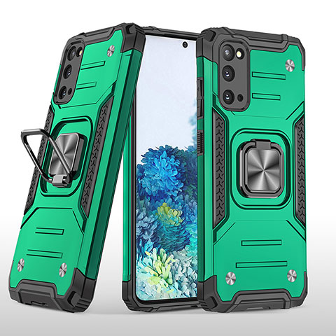 Coque Contour Silicone et Plastique Housse Etui Mat avec Magnetique Support Bague Anneau MQ1 pour Samsung Galaxy S20 5G Vert Nuit