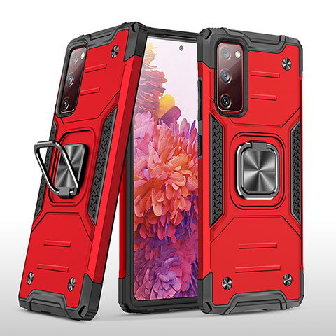 Coque Contour Silicone et Plastique Housse Etui Mat avec Magnetique Support Bague Anneau MQ1 pour Samsung Galaxy S20 FE 4G Rouge