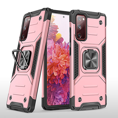 Coque Contour Silicone et Plastique Housse Etui Mat avec Magnetique Support Bague Anneau MQ1 pour Samsung Galaxy S20 FE 5G Or Rose