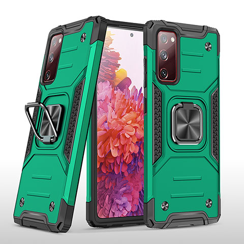 Coque Contour Silicone et Plastique Housse Etui Mat avec Magnetique Support Bague Anneau MQ1 pour Samsung Galaxy S20 Lite 5G Vert Nuit