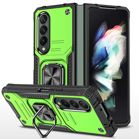 Coque Contour Silicone et Plastique Housse Etui Mat avec Magnetique Support Bague Anneau MQ1 pour Samsung Galaxy Z Fold3 5G Vert