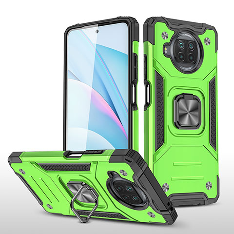 Coque Contour Silicone et Plastique Housse Etui Mat avec Magnetique Support Bague Anneau MQ1 pour Xiaomi Mi 10i 5G Vert